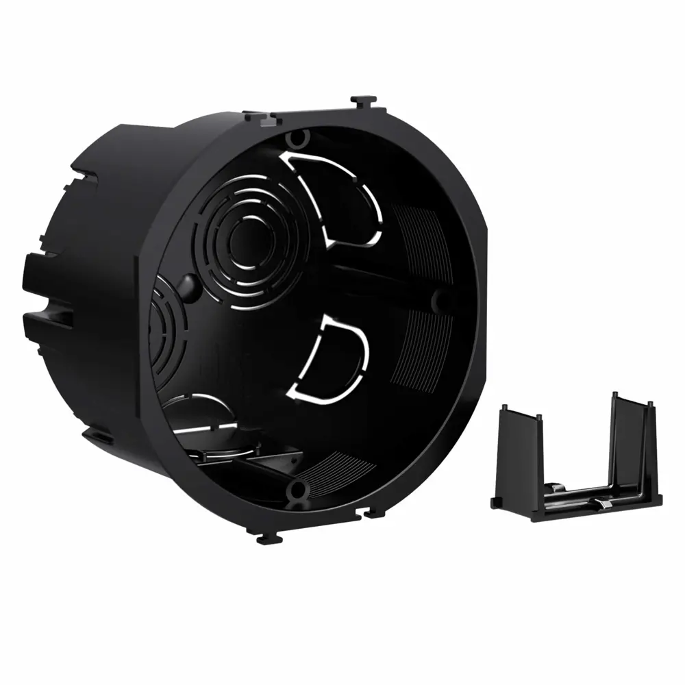 Фото Подрозетник DKC 59301 2 модуля 65x69x71 мм под бетон и кирпич с лапками IP20 цвет черный Фото Подрозетник DKC 59301 2 модуля 65x69x71 мм под бетон и кирпич с лапками IP20 цвет черный