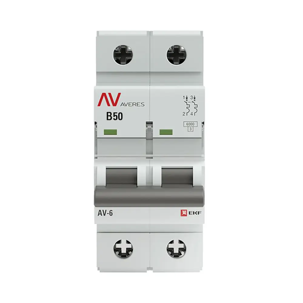 Фото 2 Автоматический выключатель EKF Averes AV-6 DC 2P B50 А 6 кА Фото 2 Автоматический выключатель EKF Averes AV-6 DC 2P B50 А 6 кА