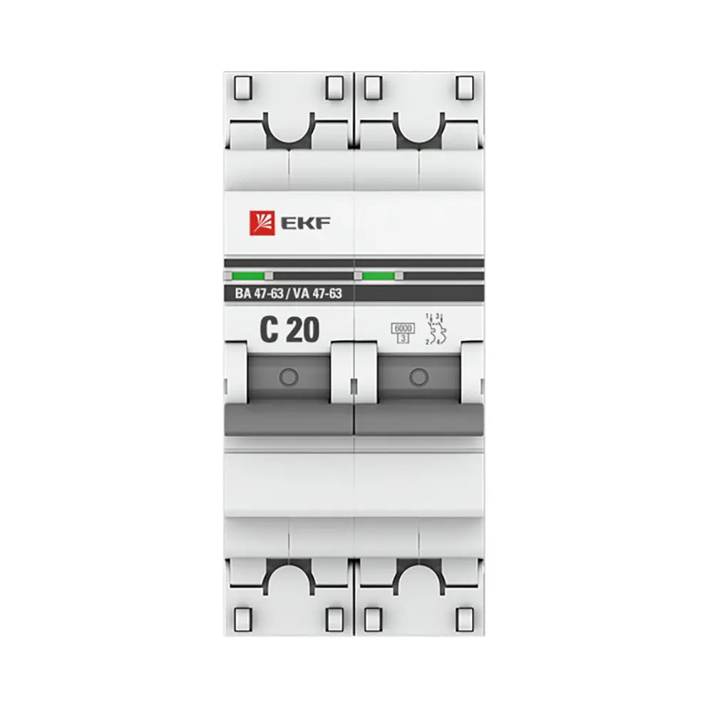 Фото 2 Выключатель автоматический EKF PROxima mcb4763-6-2-20C-pro 2Р 230В 20А Фото 2 Выключатель автоматический EKF PROxima mcb4763-6-2-20C-pro 2Р 230В 20А