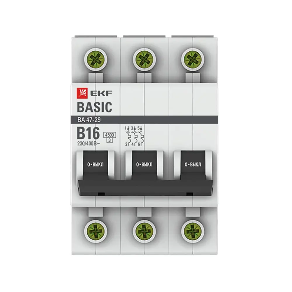 Фото 2 Автоматический выключатель EKF Basic BA47-29 3P B16 А 4.5 кА Фото 2 Автоматический выключатель EKF Basic BA47-29 3P B16 А 4.5 кА