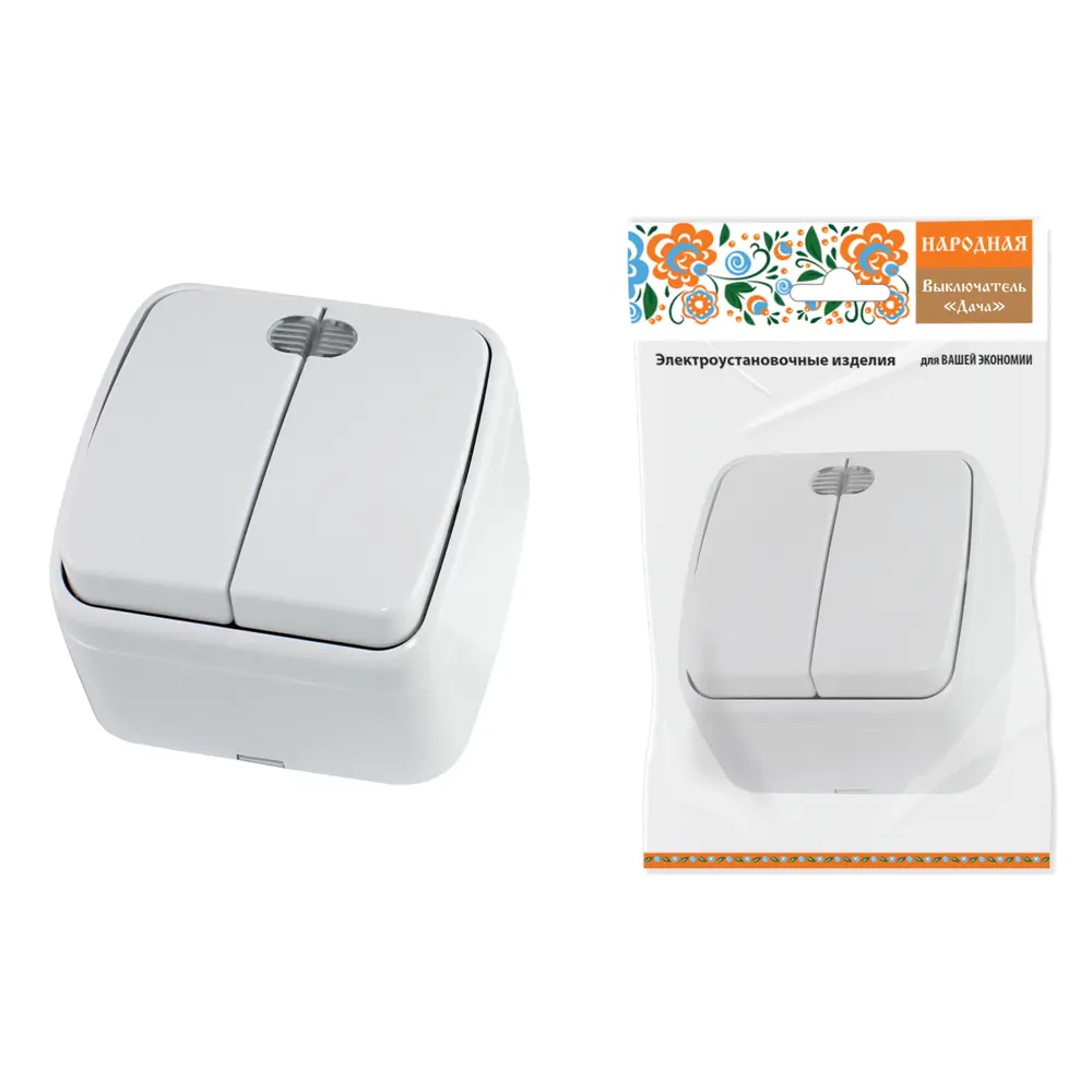 Фото Выключатель накладной Tdm electric Дача SQ1824-0004 2 клавиши с подсветкой цвет белый Фото Выключатель накладной Tdm electric Дача SQ1824-0004 2 клавиши с подсветкой цвет белый