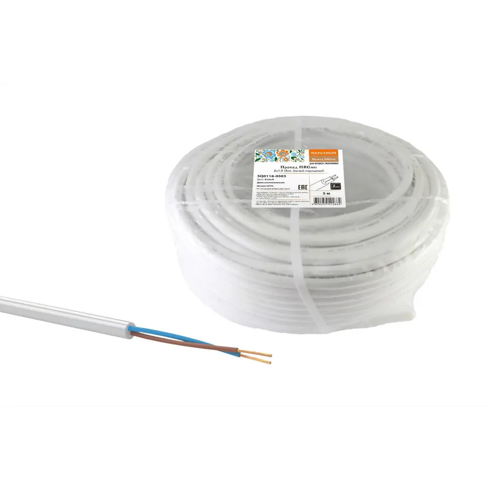 Фото Провод Tdm Electric ПВСмб 2x1.5 5 м белый Фото Провод Tdm Electric ПВСмб 2x1.5 5 м белый