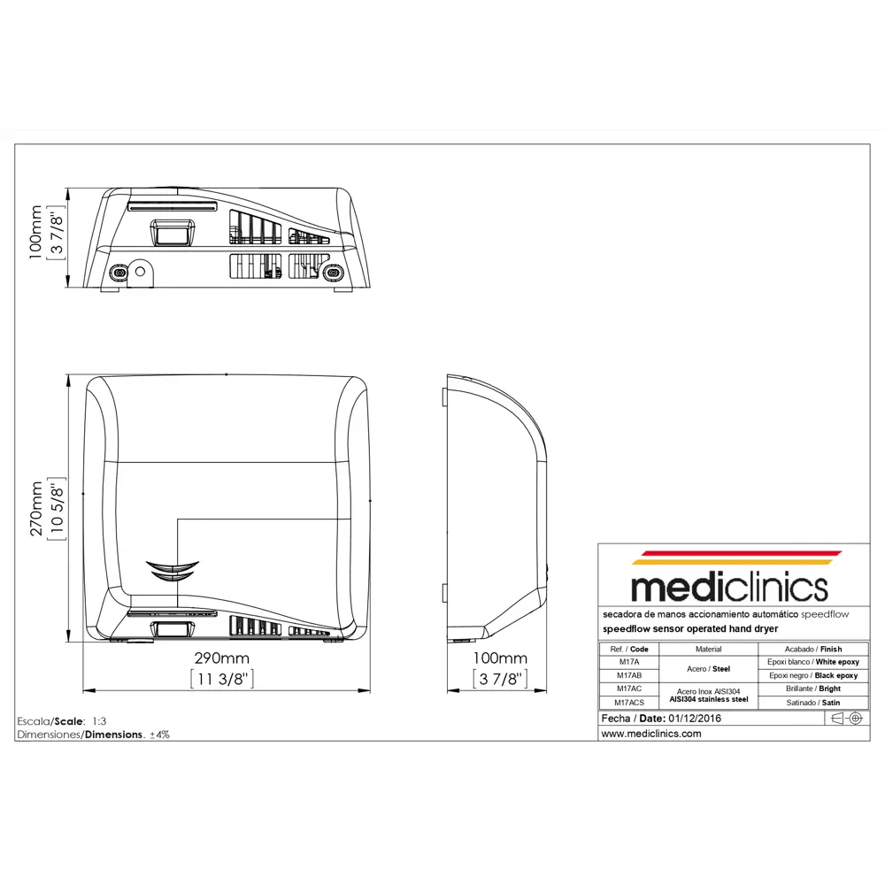 Фото 2 Сушилка для рук Mediclinics Speedflow plus M17AB, автоматическая, высокоскоростная, цвет черный Фото 2 Сушилка для рук Mediclinics Speedflow plus M17AB, автоматическая, высокоскоростная, цвет черный