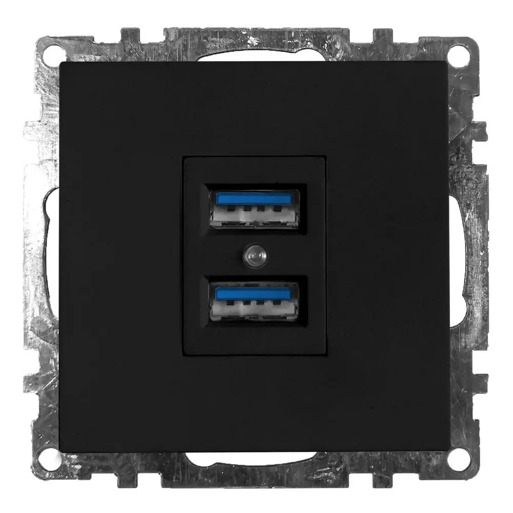 Фото Розетка USB встраиваемая Stekker Катрин 39616 2.4 А цвет черный Фото Розетка USB встраиваемая Stekker Катрин 39616 2.4 А цвет черный