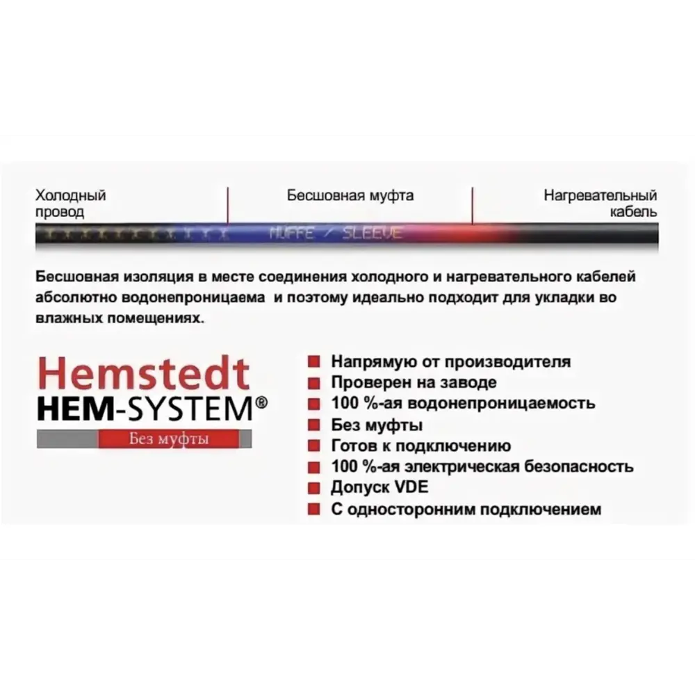Фото 2 Нагревательный мат Hemstedt 0.6 м², 90 Вт Фото 2 Нагревательный мат Hemstedt 0.6 м², 90 Вт