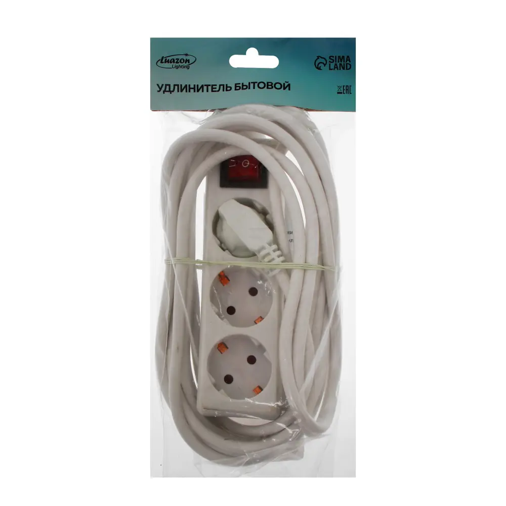Фото 4 Удлинитель с заземлением Luazon lighting 2791294 3 розетки 5 м