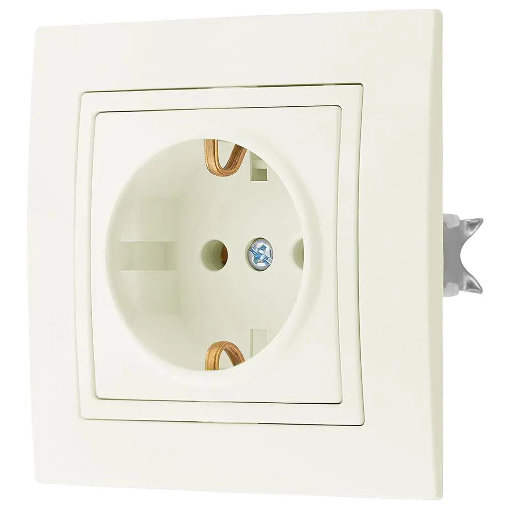 Фото Розетка встраиваемая Bylectrica Уют РС16-339 бежевый с заземлением цвет бежевый
