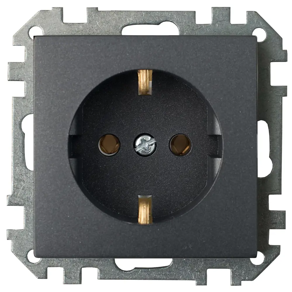 Фото Розетка встраиваемая Bylectrica Стиль РС16-525 с заземлением цвет графит