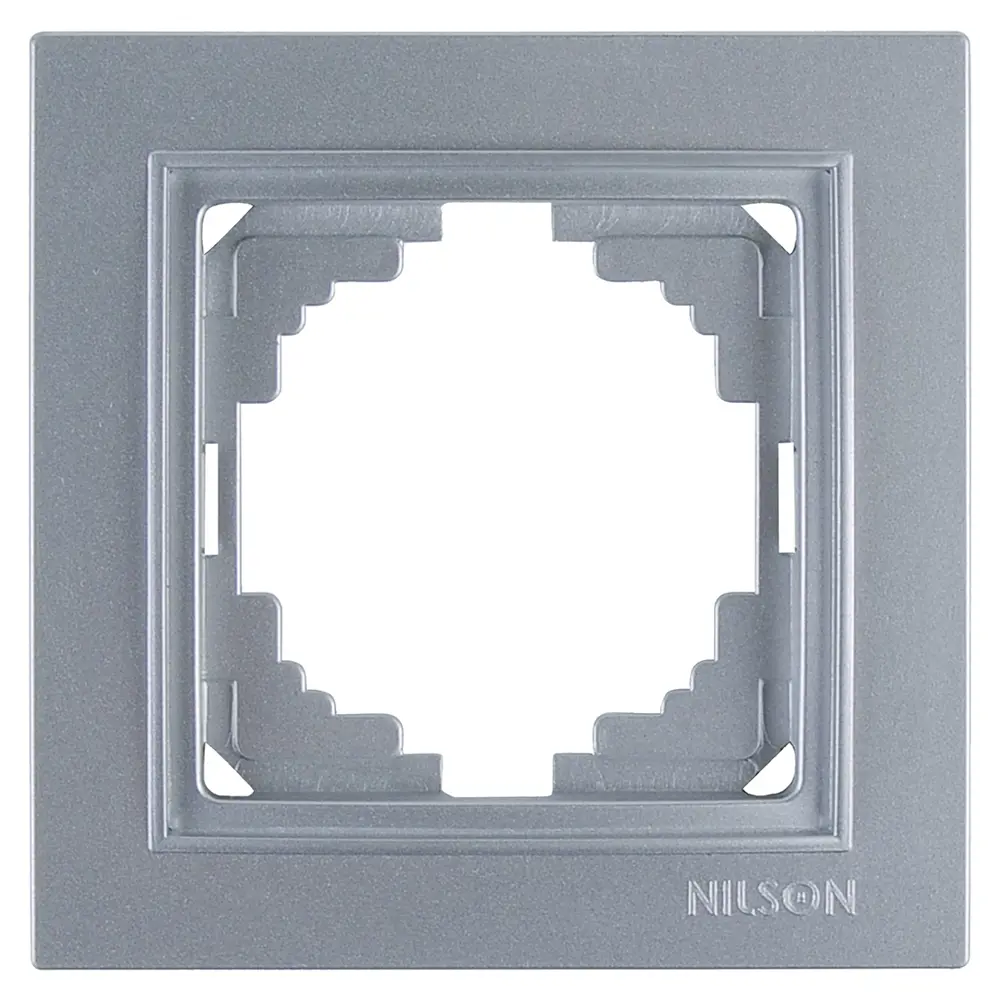 Фото Рамка для розеток и выключателей Nilson Thor Metallic 1 пост цвет серебро Фото Рамка для розеток и выключателей Nilson Thor Metallic 1 пост цвет серебро
