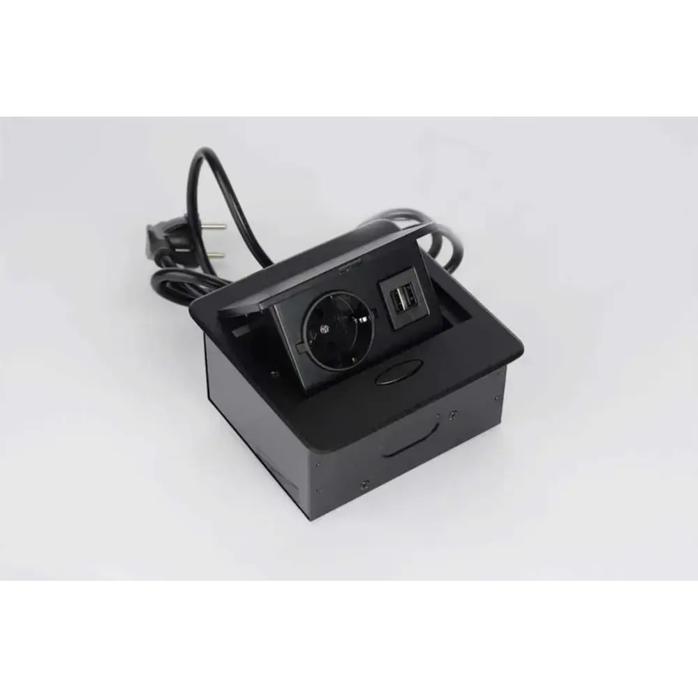 Фото Розетка выдвижная встраиваемая Gtv AE-PB1SAVA-20 с заземлением 2 USB цвет черный