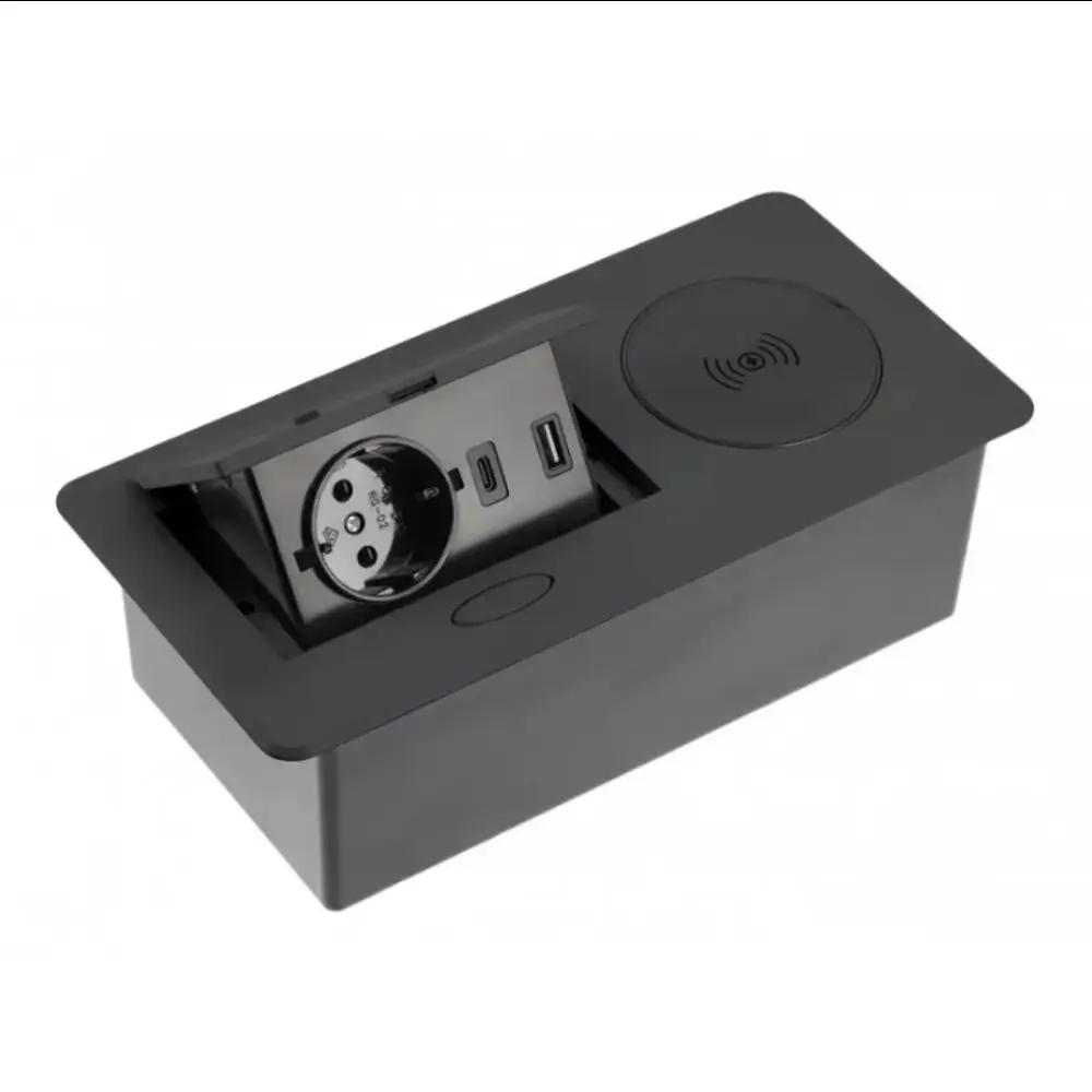 Фото Розетка выдвижная встраиваемая Gtv AE-PB1SAVAP AE-PB1SAVAP-20 с заземлением USB цвет черный