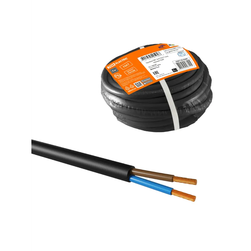 Фото Провод TDM Electric ПВС 2x4 5 м цвет черный ГОСТ Фото Провод TDM Electric ПВС 2x4 5 м цвет черный ГОСТ