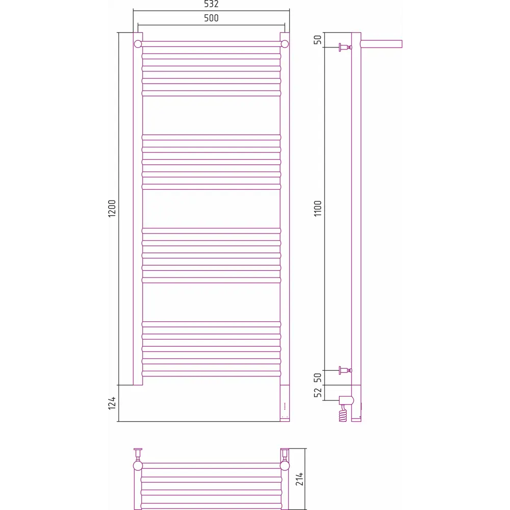 Фото 3 Полотенцесушитель электрический Сунержа Богема 3.0 П 500x1200 мм 300 Вт с терморегулятором и полкой лесенка цвет белый Фото 3 Полотенцесушитель электрический Сунержа Богема 3.0 П 500x1200 мм 300 Вт с терморегулятором и полкой лесенка цвет белый