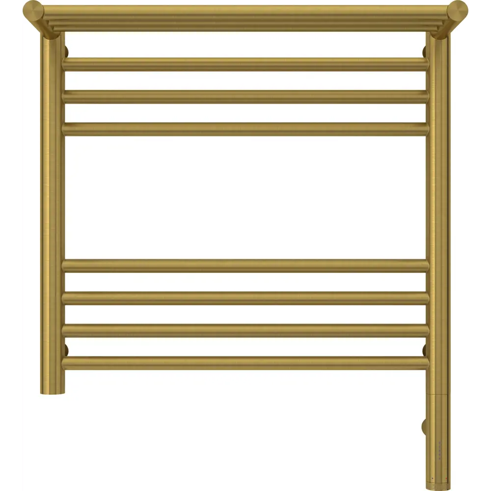 Фото 2 Полотенцесушитель электрический Сунержа Богема 3.0 П 500x500 мм 300 Вт с терморегулятором и полкой лесенка цвет латунь