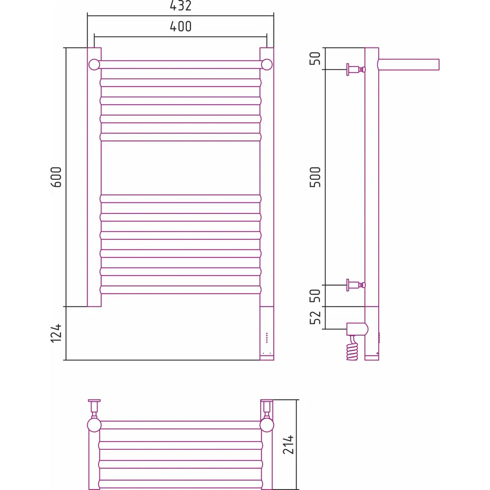 Фото 3 Полотенцесушитель электрический Сунержа Богема 3.0 П 400x600 мм 300 Вт с терморегулятором и полкой лесенка цвет латунь Фото 3 Полотенцесушитель электрический Сунержа Богема 3.0 П 400x600 мм 300 Вт с терморегулятором и полкой лесенка цвет латунь