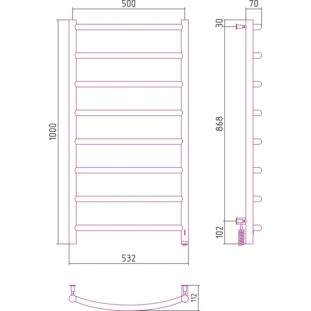 Фото 2 Полотенцесушитель электрический Сунержа Галант 4.0 правый 500x1000 мм 147 Вт с терморегулятором лесенка цвет шампань матовая Фото 2 Полотенцесушитель электрический Сунержа Галант 4.0 правый 500x1000 мм 147 Вт с терморегулятором лесенка цвет шампань матовая