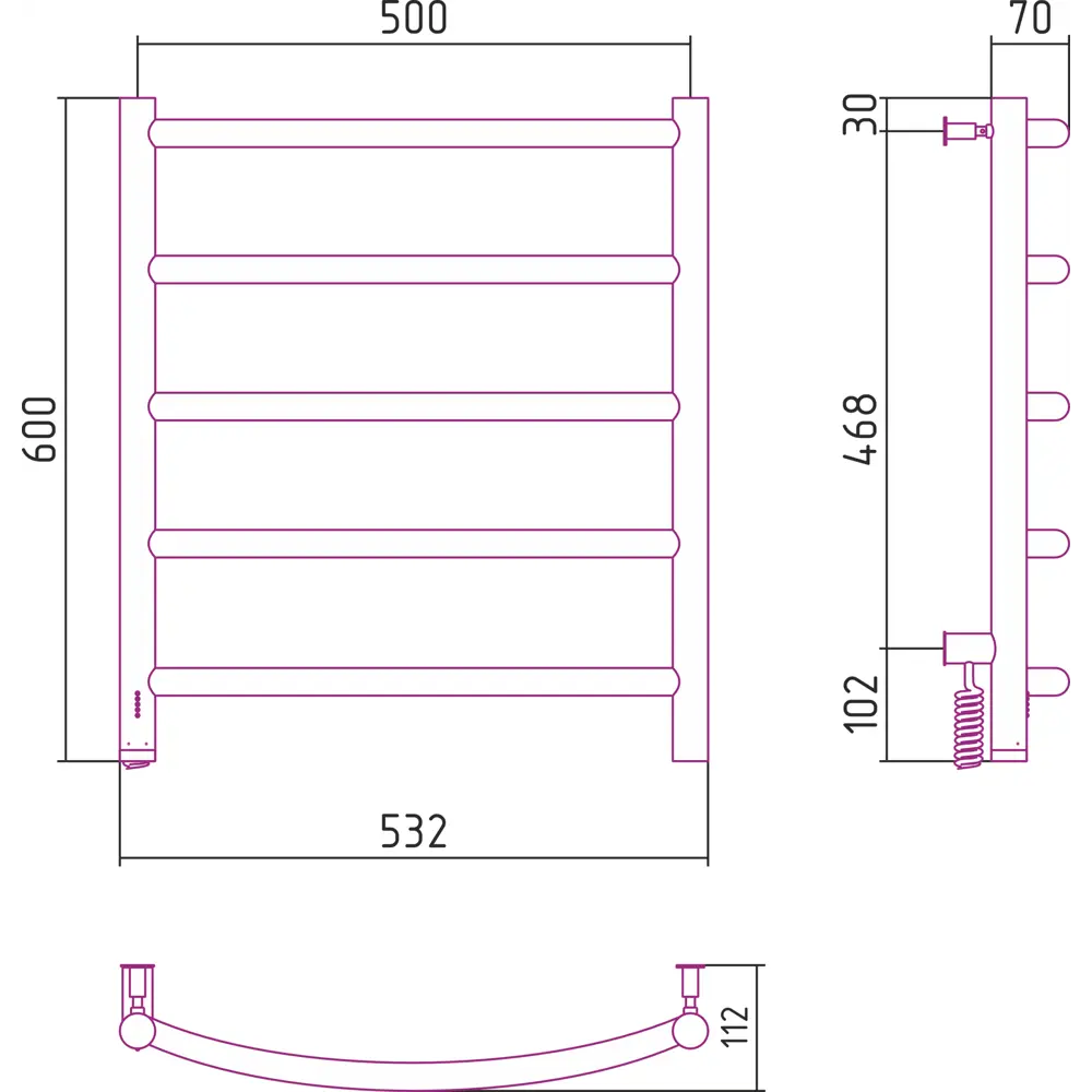 Фото 3 Полотенцесушитель электрический Сунержа Галант 4.0 532x600 мм 90 Вт с терморегулятором лесенка левый цвет черный матовый Фото 3 Полотенцесушитель электрический Сунержа Галант 4.0 532x600 мм 90 Вт с терморегулятором лесенка левый цвет черный матовый