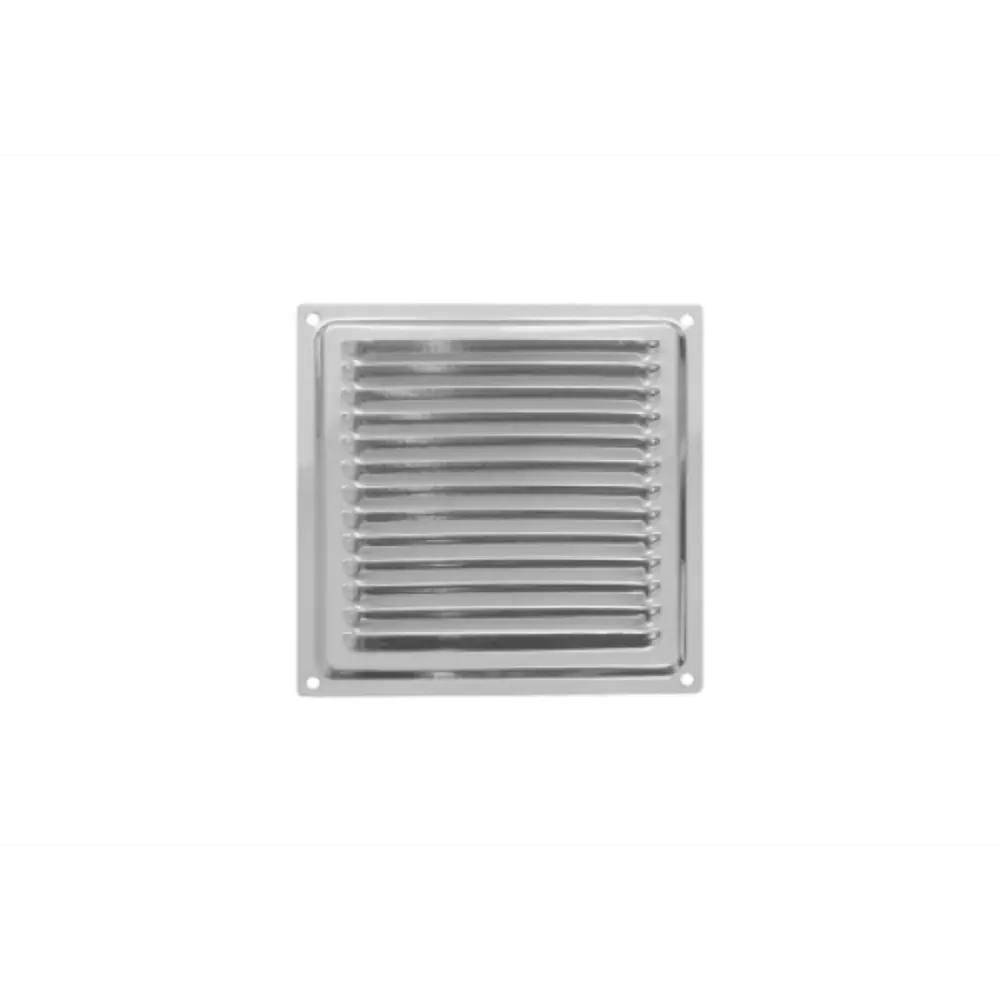 Фото Решетка вентиляционная с сеткой Domart 150x150 мм сталь цвет хром Фото Решетка вентиляционная с сеткой Domart 150x150 мм сталь цвет хром