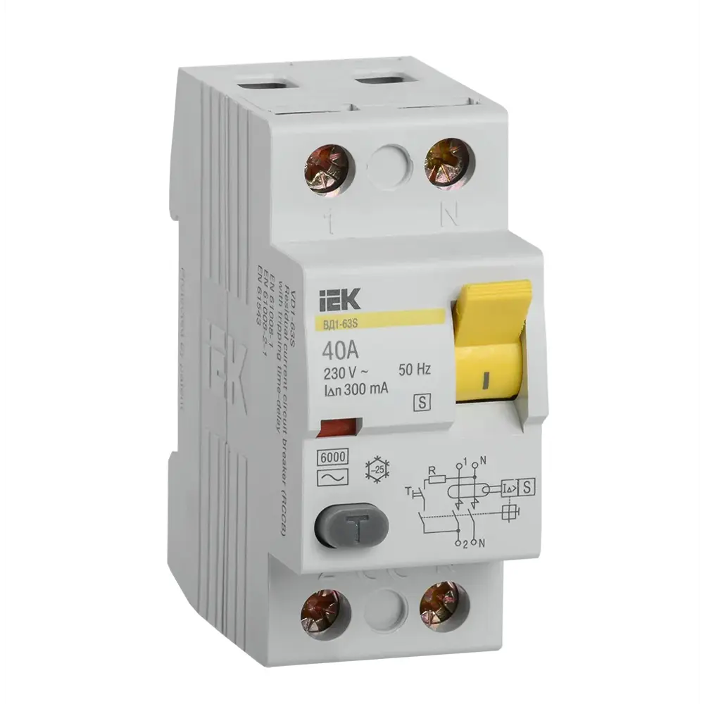 Фото УЗО Iek ВД1-63S 2P C40 А 300 мА AC MDV12-2-040-300 Фото УЗО Iek ВД1-63S 2P C40 А 300 мА AC MDV12-2-040-300