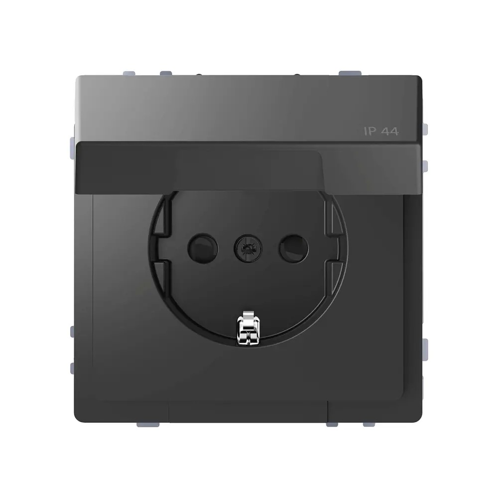 Фото Розетка Schneider Electric Life MTN2314-6034 с заземлением с крышкой влагозащищенная цвет антрацит Фото Розетка Schneider Electric Life MTN2314-6034 с заземлением с крышкой влагозащищенная цвет антрацит