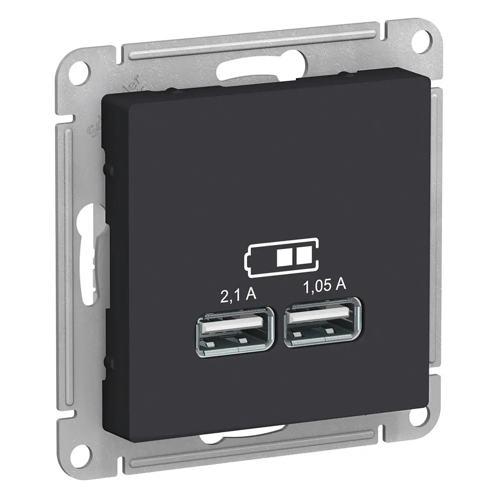 Фото Розетка USB Schneider Electric Atlas ATN001033 цвет карбон Фото Розетка USB Schneider Electric Atlas ATN001033 цвет карбон