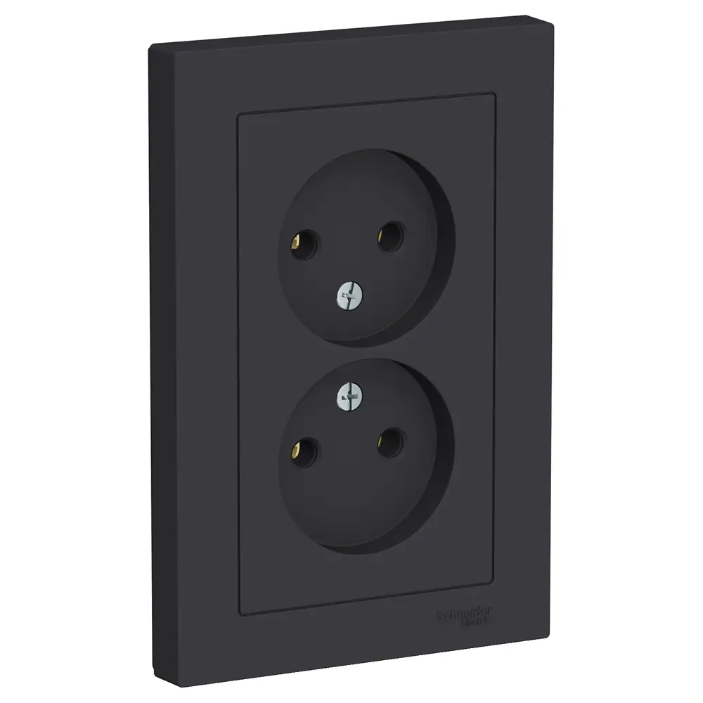 Фото Розетка двойная Schneider Electric Atlas ATN001020 без заземления цвет карбон Фото Розетка двойная Schneider Electric Atlas ATN001020 без заземления цвет карбон