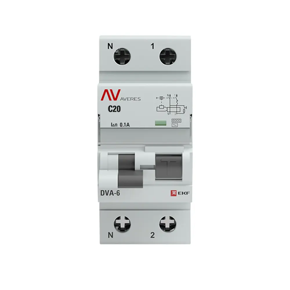 Фото 2 Дифференциальный автомат Ekf Averes DVA-6 1P+N C2 А 100 мА 6 кА D rcbo6-1pn-20C-100-ac-av Фото 2 Дифференциальный автомат Ekf Averes DVA-6 1P+N C2 А 100 мА 6 кА D rcbo6-1pn-20C-100-ac-av