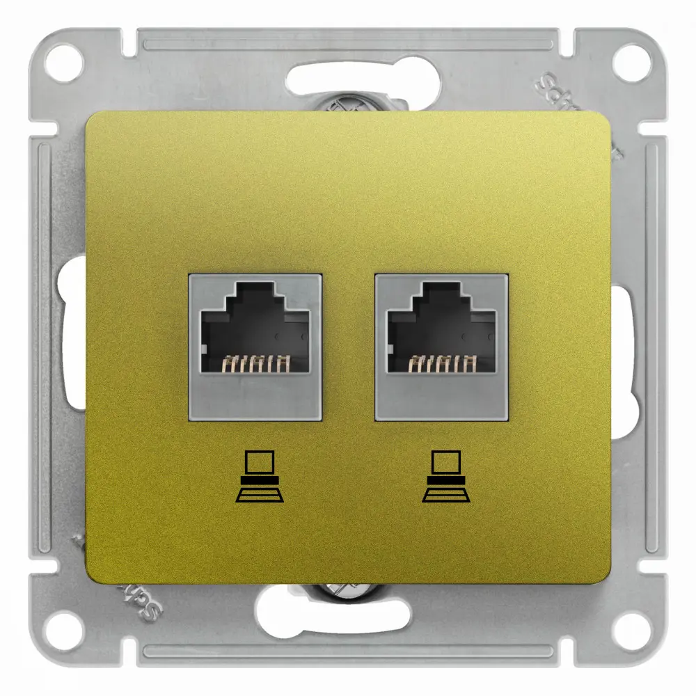 Фото Розетка компьютерная двойная Schneider Electric Glossa GSL001085KK RJ45 цвет фисташковый