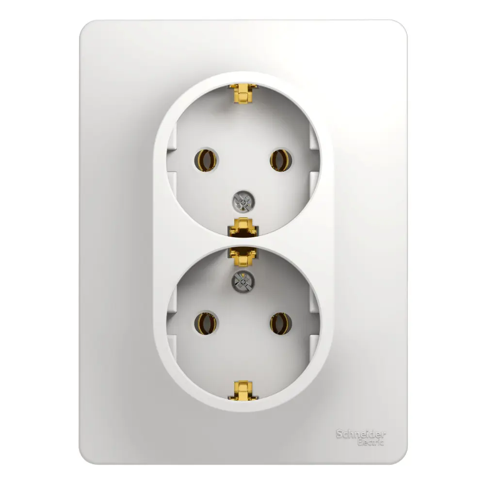 Фото Розетка двойная Schneider Electric Glossa GSL000124 с заземлением цвет белый Фото Розетка двойная Schneider Electric Glossa GSL000124 с заземлением цвет белый