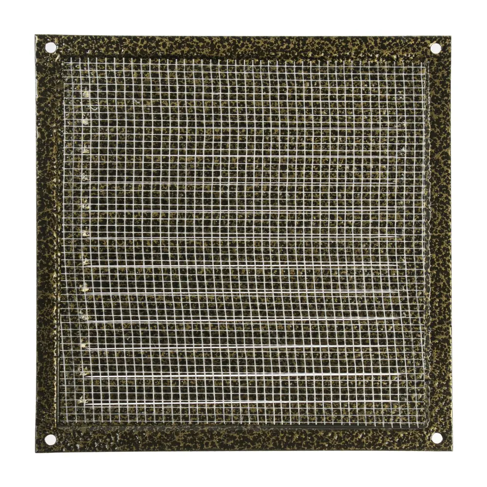 Фото 3 Решетка вентиляционная с сеткой Zein Люкс РМ1919З 190x190 мм металл цвет золотой