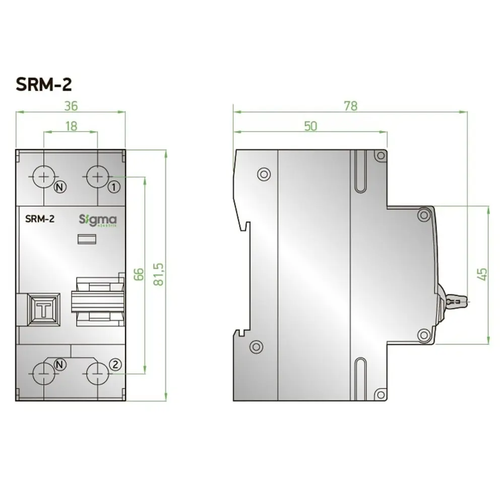 Фото 2 Дифференциальный автомат Sigma elektrik 2P C20 А 30 мА 6 кА C SRM2020030 Фото 2 Дифференциальный автомат Sigma elektrik 2P C20 А 30 мА 6 кА C SRM2020030