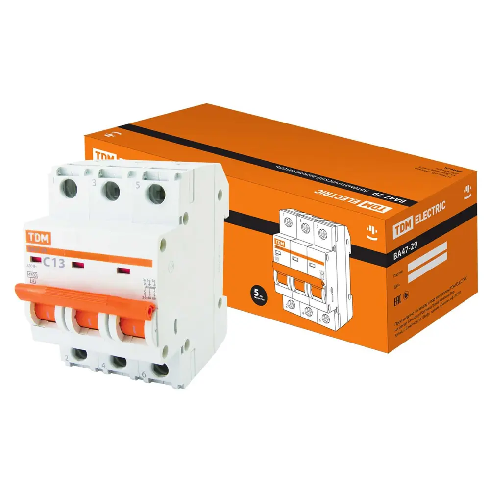 Фото Автоматический выключатель Tdm electric ВА47-29 3P C13 А 4.5 кА SQ0206-0108 Фото Автоматический выключатель Tdm electric ВА47-29 3P C13 А 4.5 кА SQ0206-0108