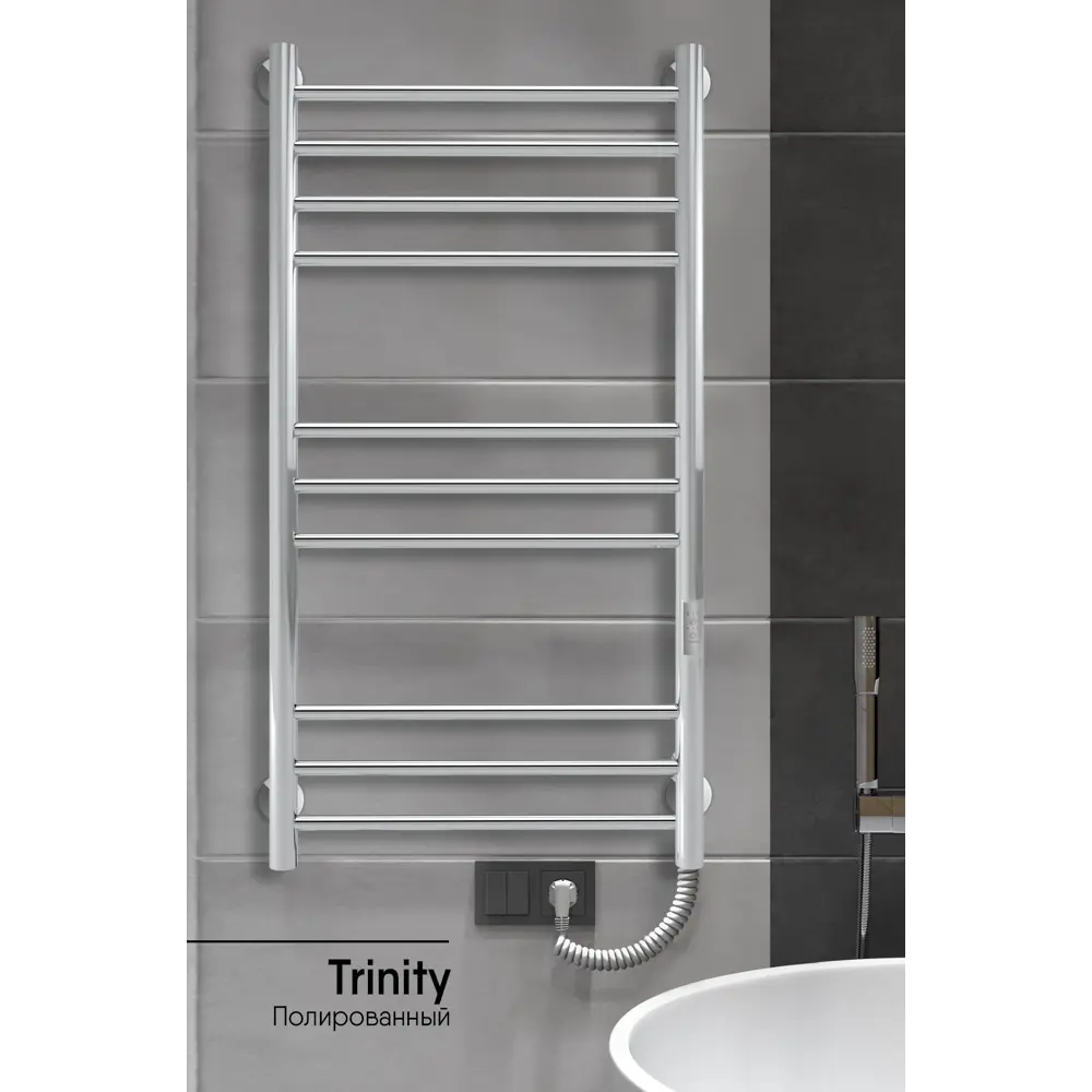 Фото 6 Полотенцесушитель электрический INDIGO Line Trinity 100/50 провод справа, возможно скрытое подключение Фото 6 Полотенцесушитель электрический INDIGO Line Trinity 100/50 провод справа, возможно скрытое подключение