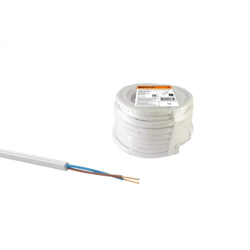 Фото Провод Tdm electric ПВС 2x4 5 м цвет белый ГОСТ