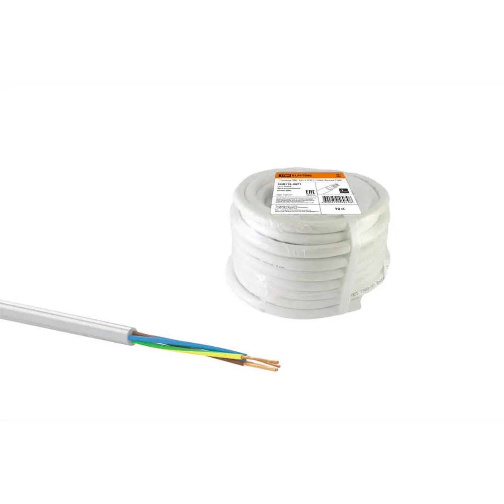 Фото Провод TDM Electric ПВС 4x1.5 10 м ГОСТ цвет белый Фото Провод TDM Electric ПВС 4x1.5 10 м ГОСТ цвет белый
