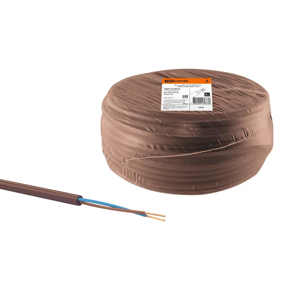 Фото Провод Tdm electric ПВС 2x0.75 10 м цвет коричневый ГОСТ Фото Провод Tdm electric ПВС 2x0.75 10 м цвет коричневый ГОСТ