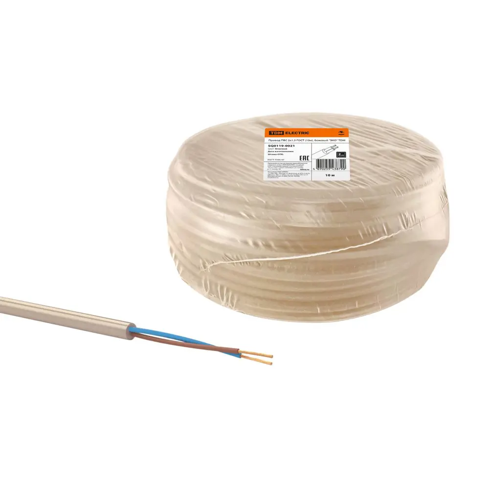 Фото Провод Tdm electric ПВС 2x1.5 10 м цвет бежевый ГОСТ Фото Провод Tdm electric ПВС 2x1.5 10 м цвет бежевый ГОСТ
