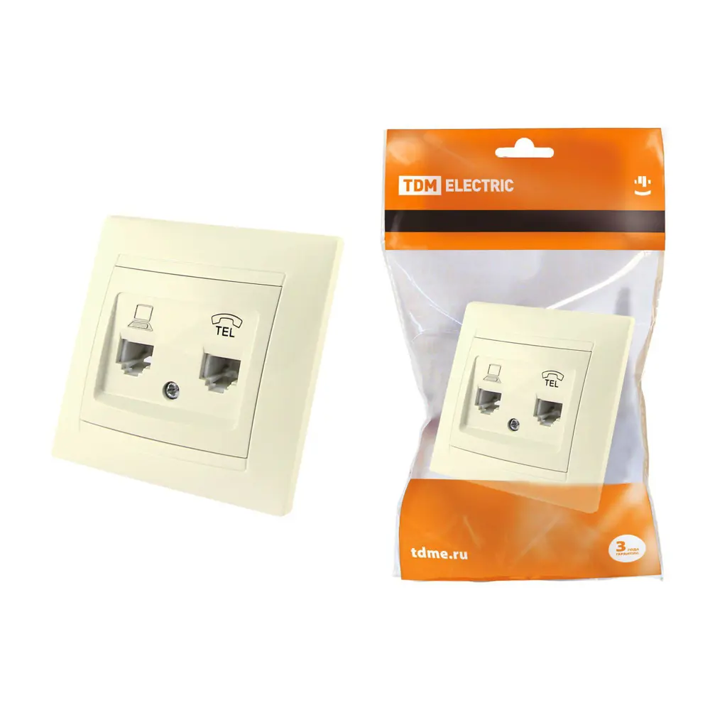 Фото Розетка для телефона/компьютера встраиваемая Tdm electric Лама SQ1815-0119 RJ11/RJ45 цвет слоновая кость Фото Розетка для телефона/компьютера встраиваемая Tdm electric Лама SQ1815-0119 RJ11/RJ45 цвет слоновая кость