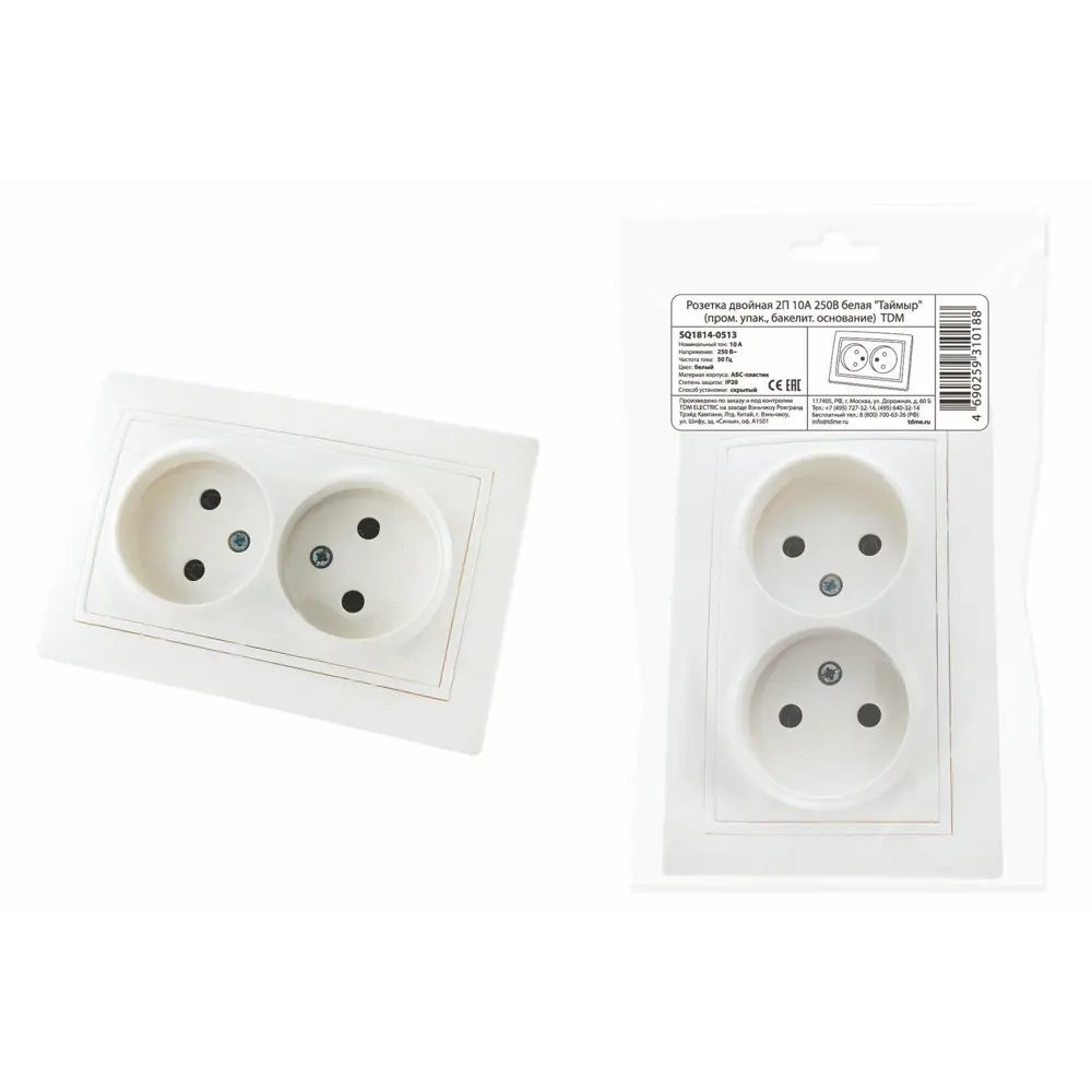 Фото Розетка двойная встраиваемая Tdm electric Таймыр SQ1814-0513 цвет белый Фото Розетка двойная встраиваемая Tdm electric Таймыр SQ1814-0513 цвет белый