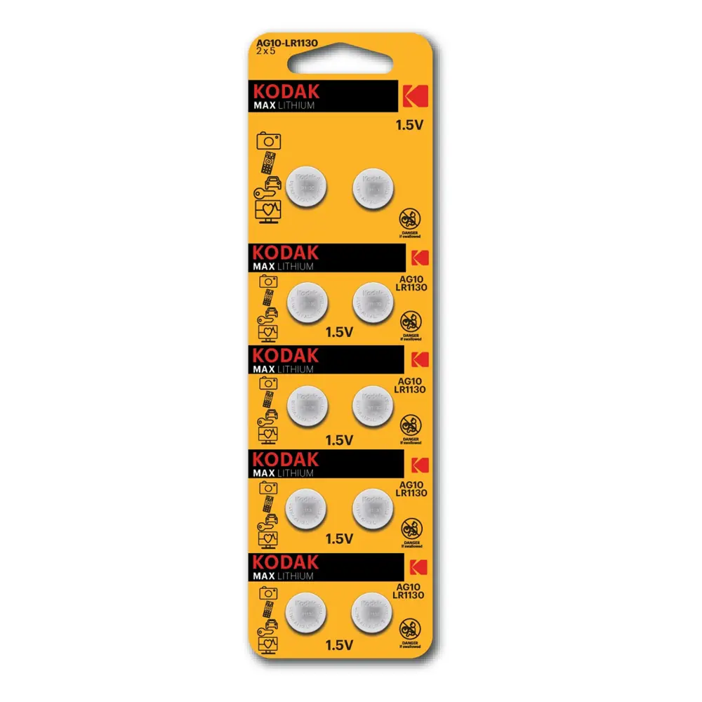 Фото Батарейка Kodak AG10 LR1130 LR54 Max button cell 10 шт. Фото Батарейка Kodak AG10 LR1130 LR54 Max button cell 10 шт.
