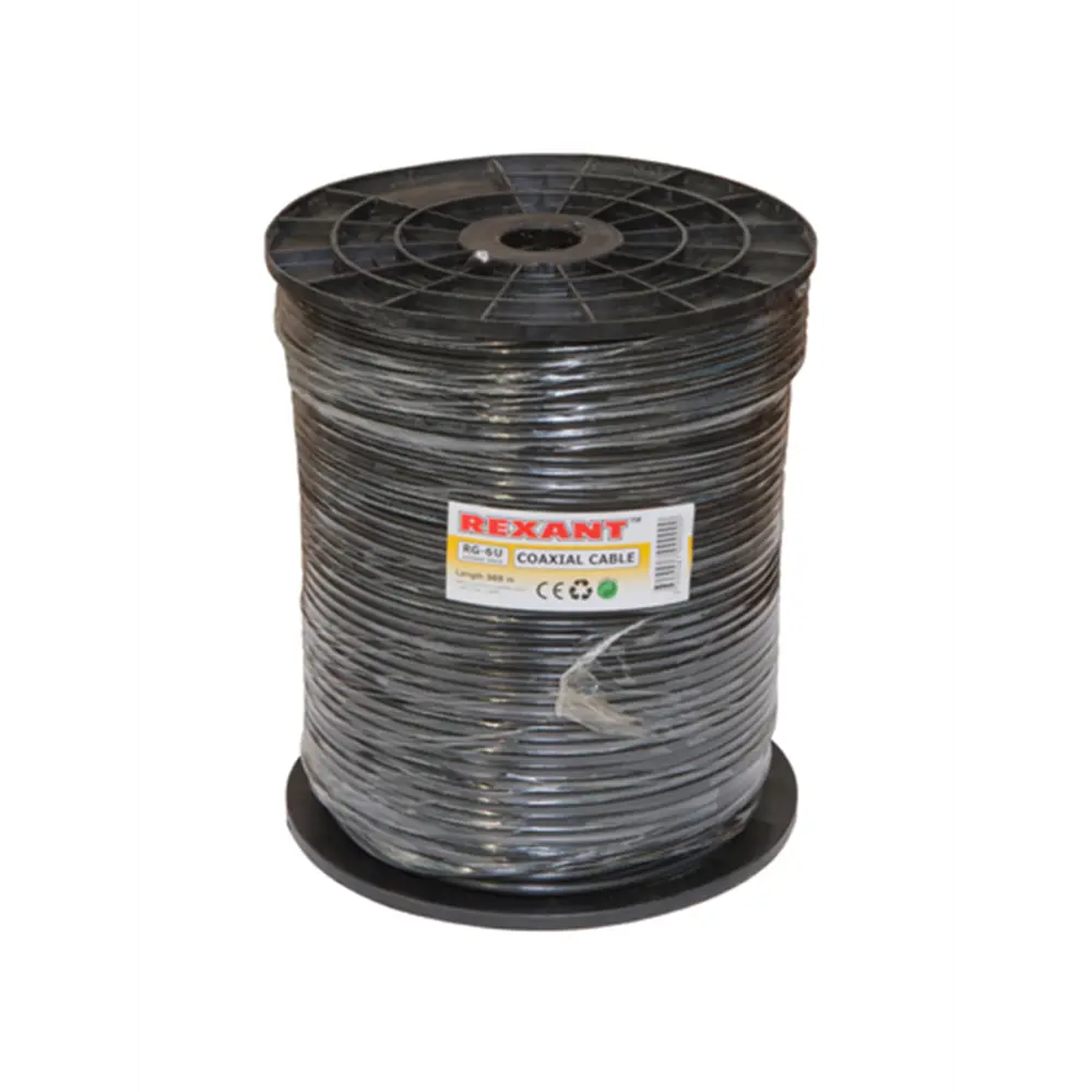 Фото 2 Кабель коаксиальный Rexant RG-6U 01-2204 75 Ом 305 м outdoor цвет черный Фото 2 Кабель коаксиальный Rexant RG-6U 01-2204 75 Ом 305 м outdoor цвет черный