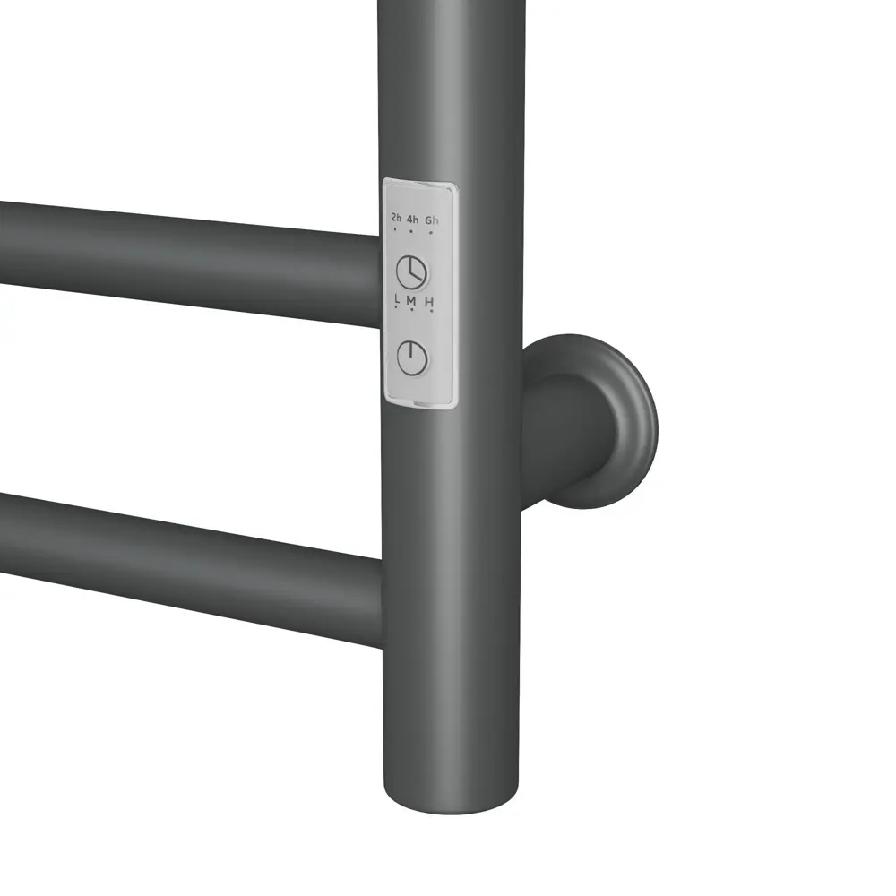 Фото 3 Полотенцесушитель электрический Bauedge В10 Gun Grey П7 500x800 мм 220 Вт с полкой и с таймером слева лесенка цвет темно-серый Фото 3 Полотенцесушитель электрический Bauedge В10 Gun Grey П7 500x800 мм 220 Вт с полкой и с таймером слева лесенка цвет темно-серый