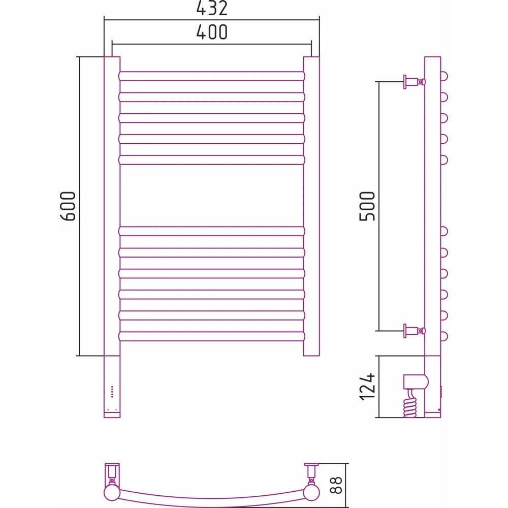 Фото 3 Полотенцесушитель электрический Сунержа Богема 3.0 выгнутая Л 400x600 мм 300 Вт с терморегулятором лесенка цвет состаренная латунь Фото 3 Полотенцесушитель электрический Сунержа Богема 3.0 выгнутая Л 400x600 мм 300 Вт с терморегулятором лесенка цвет состаренная латунь