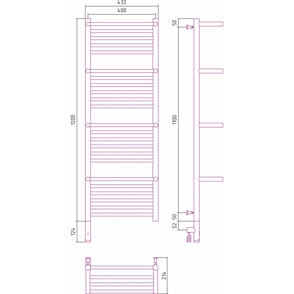 Фото 3 Полотенцесушитель электрический Сунержа Богема 3.0 Л 400x1200 мм 300 Вт с терморегулятором и 4 полками лесенка цвет состаренная латунь Фото 3 Полотенцесушитель электрический Сунержа Богема 3.0 Л 400x1200 мм 300 Вт с терморегулятором и 4 полками лесенка цвет состаренная латунь