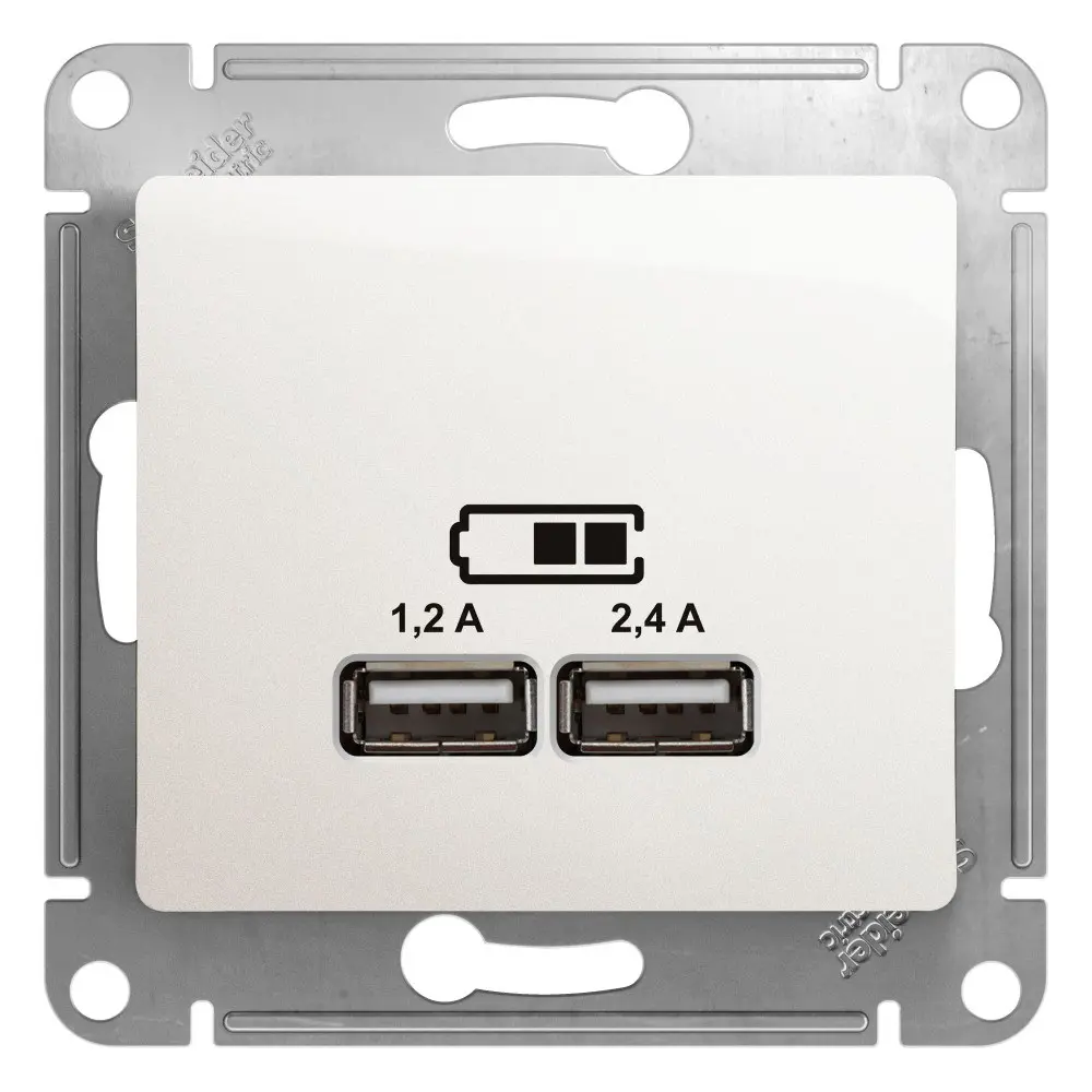 Фото Розетка USB встраиваемая Systeme electric Glossa GSL000639 А+С цвет перламутровый Фото Розетка USB встраиваемая Systeme electric Glossa GSL000639 А+С цвет перламутровый