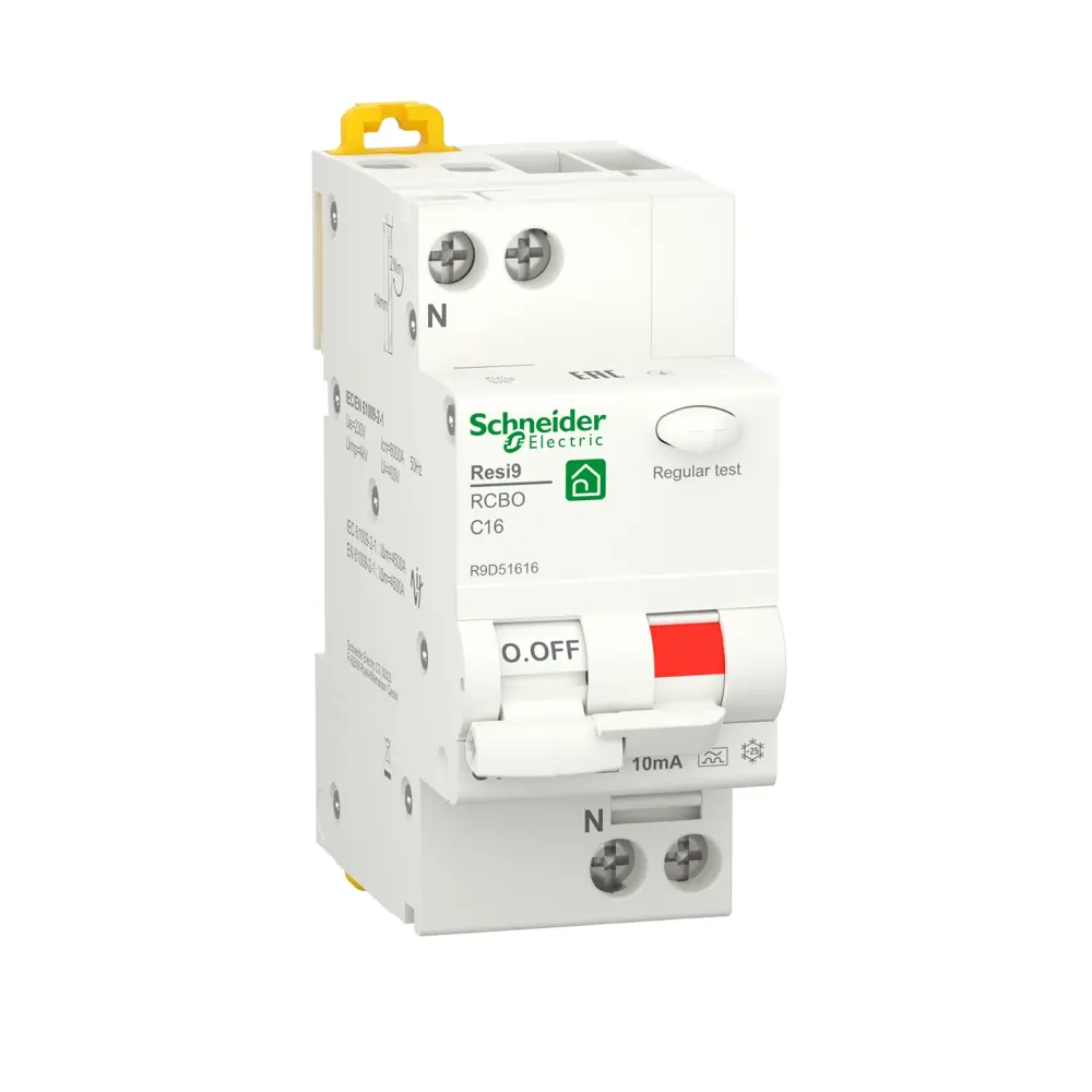 Фото Дифференциальный автомат Schneider electric Resi9 2P C16 А 10 мА 6 кА A R9D51616 Фото Дифференциальный автомат Schneider electric Resi9 2P C16 А 10 мА 6 кА A R9D51616