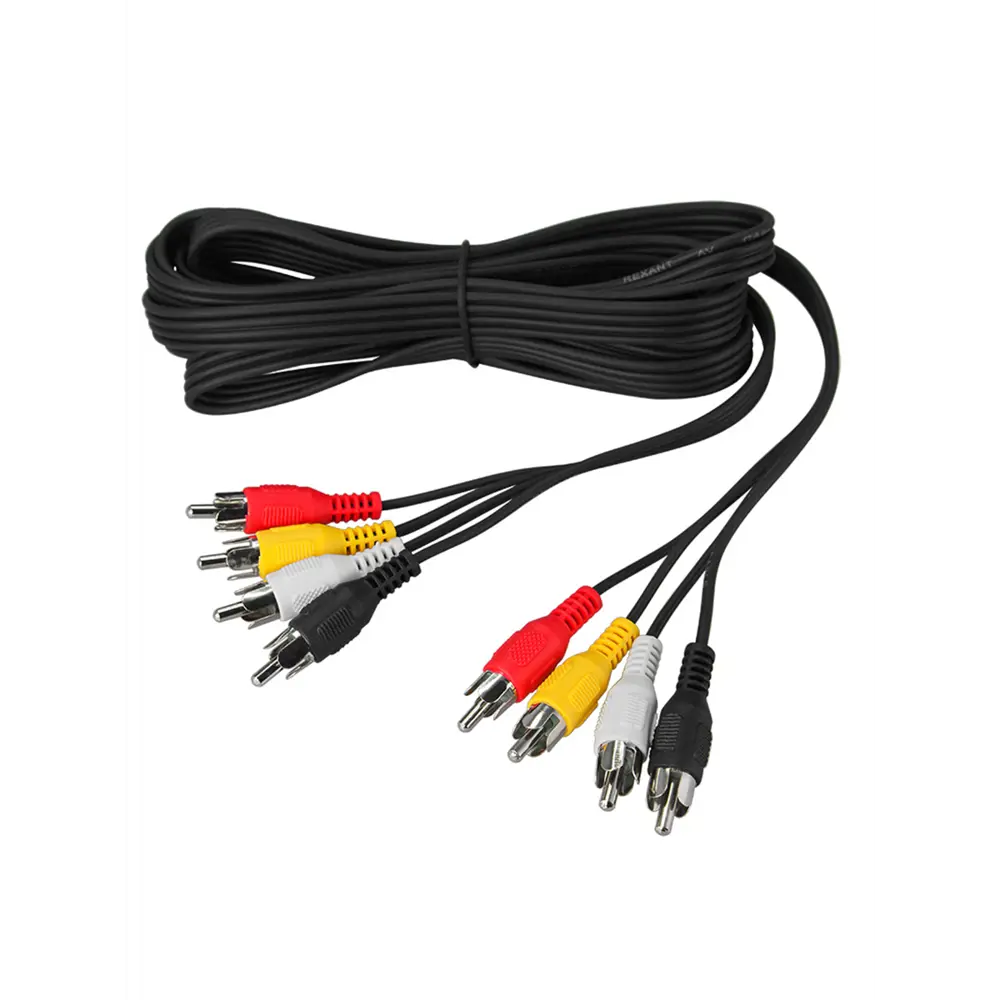 Фото 2 Шнур Rexant 4 RCA - 4 RCA 5м черный Фото 2 Шнур Rexant 4 RCA - 4 RCA 5м черный