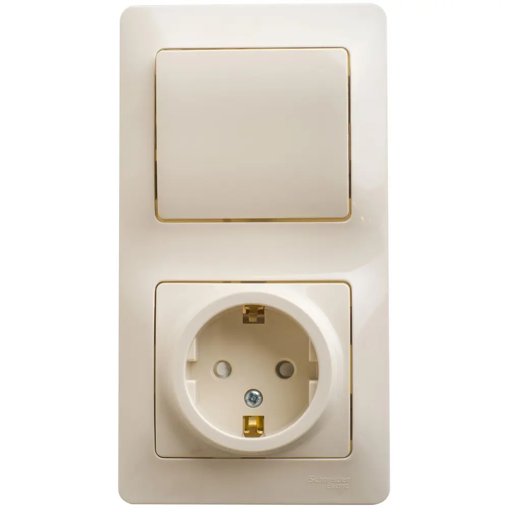 Фото Розетка с выключателем встраиваемая Schneider electric Glossa GSL000270 с заземлением и шторками 1 клавиша цвет бежевый Фото Розетка с выключателем встраиваемая Schneider electric Glossa GSL000270 с заземлением и шторками 1 клавиша цвет бежевый