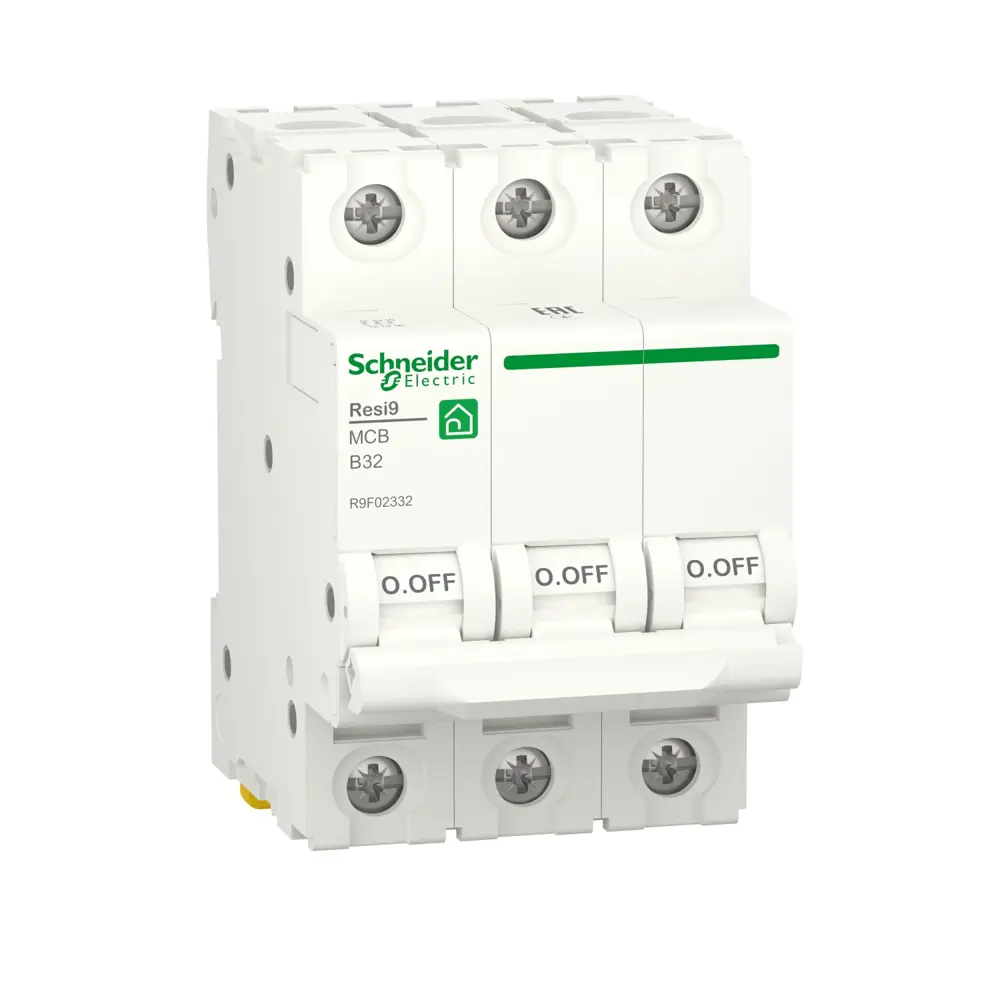 Фото Автоматический выключатель Schneider electric Resi9 3P B32 А 6 кА R9F02332 Фото Автоматический выключатель Schneider electric Resi9 3P B32 А 6 кА R9F02332