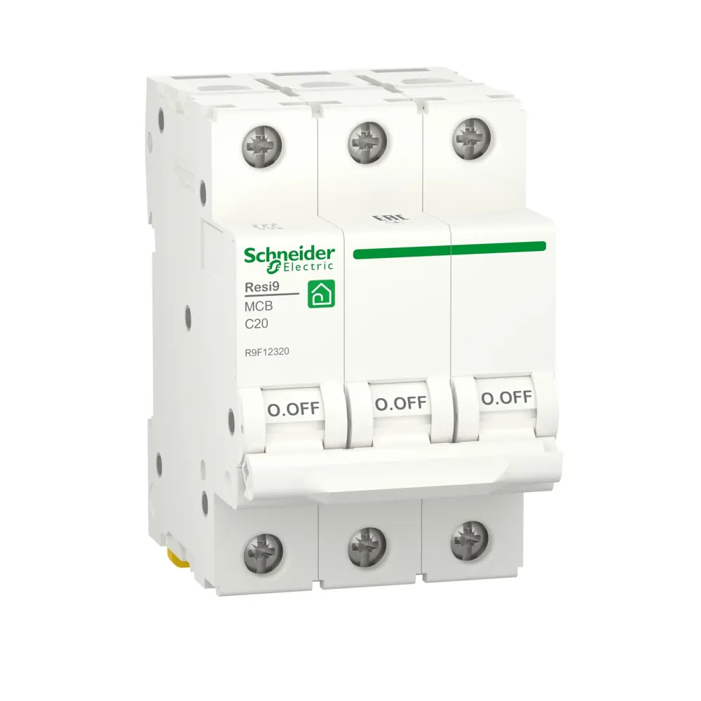Фото Автоматический выключатель Schneider electric Resi9 3P C20 А 6 кА R9F12320 Фото Автоматический выключатель Schneider electric Resi9 3P C20 А 6 кА R9F12320